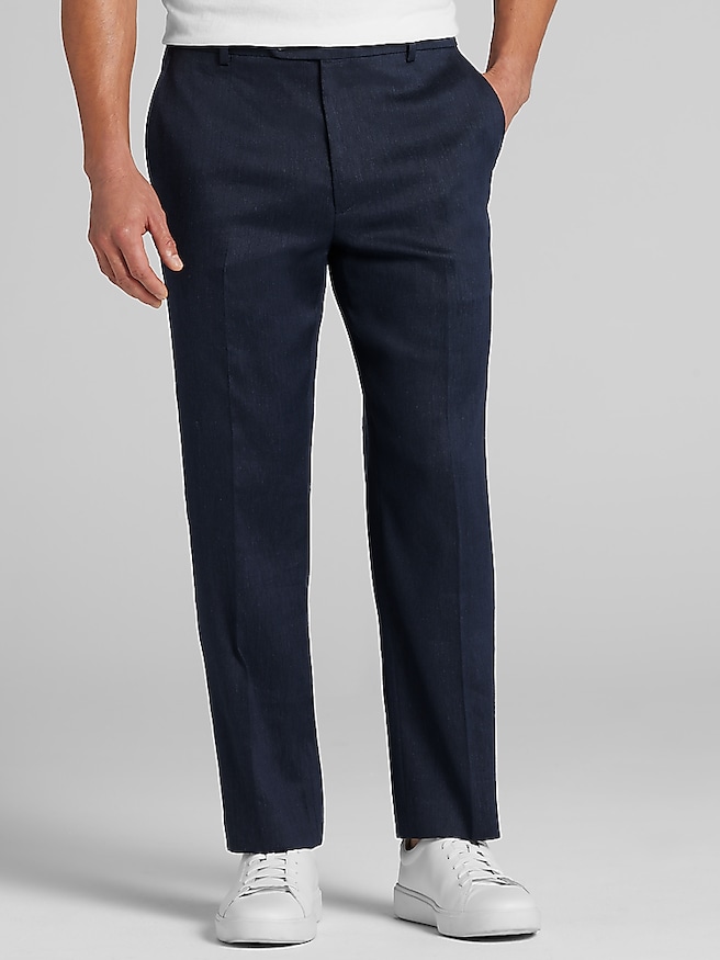 Joseph Abboud Modern Fit Linen Blend Men's Suit Pants , Navy Solid / Blue