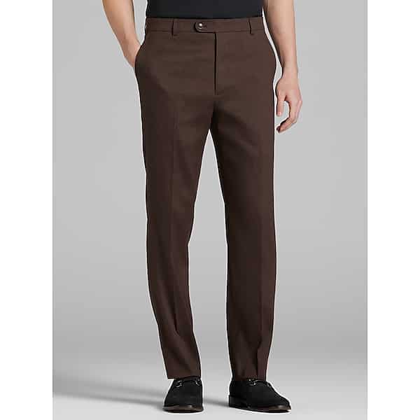 Joseph Abboud Big & Tall Modern Fit Linen Blend Men's Suit Pants Chocolate Brown - Size: 44W x 34L TMW364B44F26