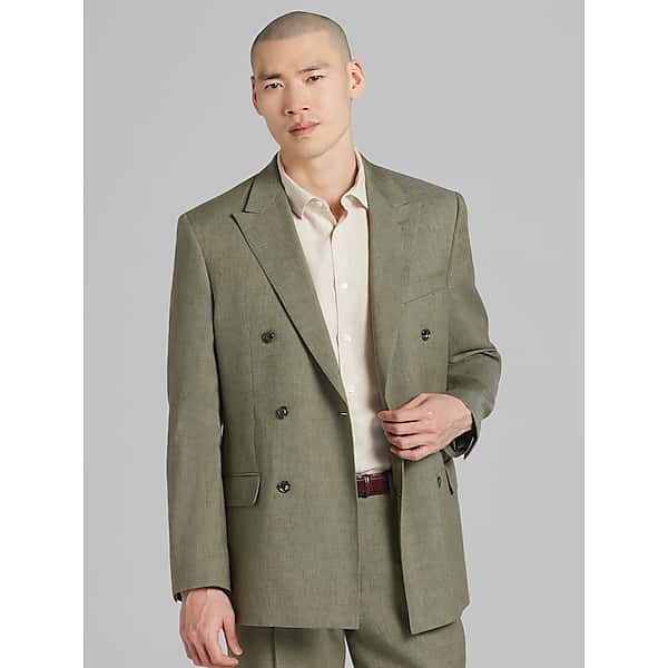 Joseph Abboud Modern Fit Men's Suit Linen Blend Jacket Olive - Size: 46 Extra Long TMW366B46409