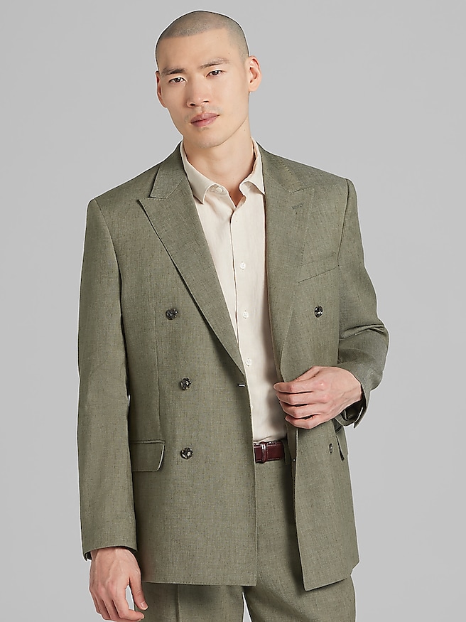 Joseph Abboud Big & Tall Modern Fit Men's Suit Linen Blend Jacket , Olive / Green