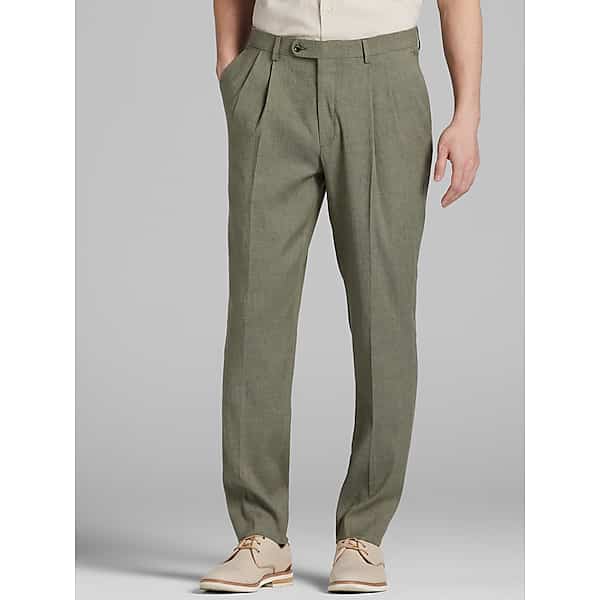 Joseph Abboud Modern Fit Men's Suit Linen Blend Pants Olive - Size: 30W x 32L TMW367B30T09