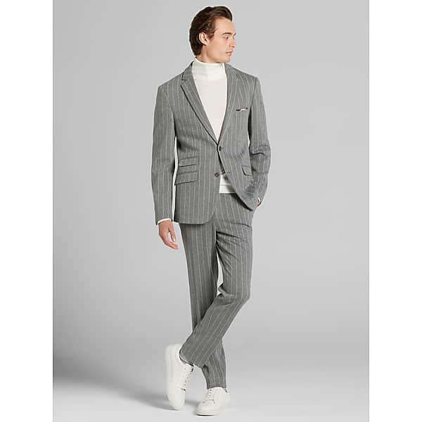 Paisley & Gray Men's Slim Fit Stripe Suit Jacket Lt Gray Tan Stripe - Size: 42 Regular TMW36BD42254