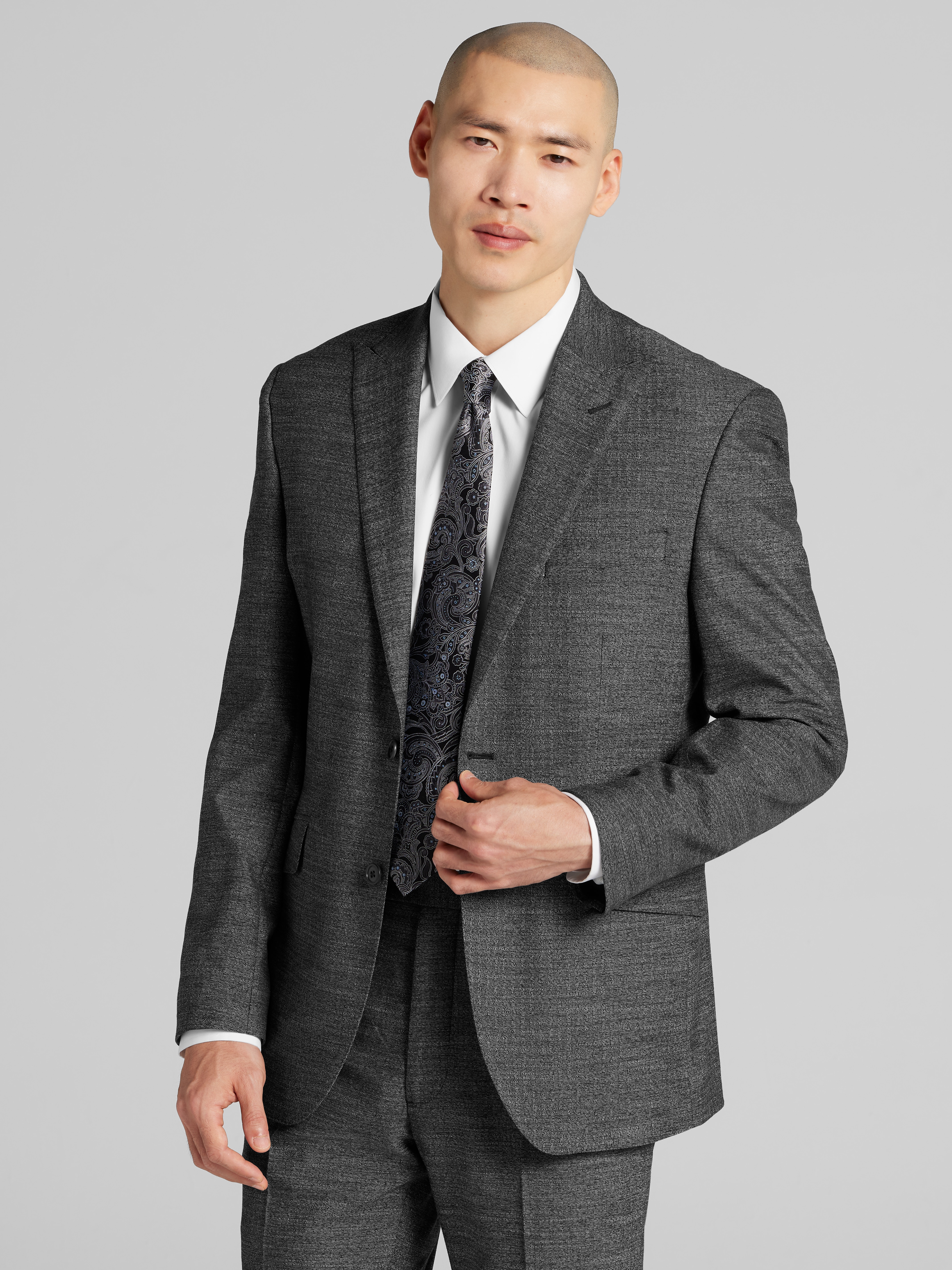 Wilke-Rodriguez Modern Fit Herringbone Suit, Black Herringbone