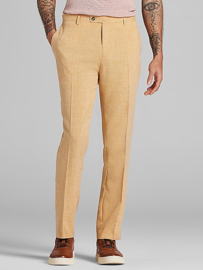 Paisley & Gray Men's Slim Fit Suit Pants , Mustard / Brown