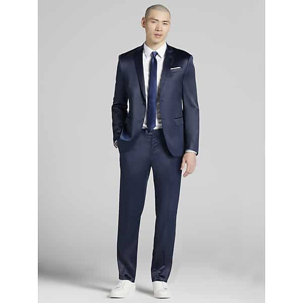 Egara Skinny Fit Shiny Men's Suit Jacket Navy Shiny - Size: 39 Short TMW36CB39101