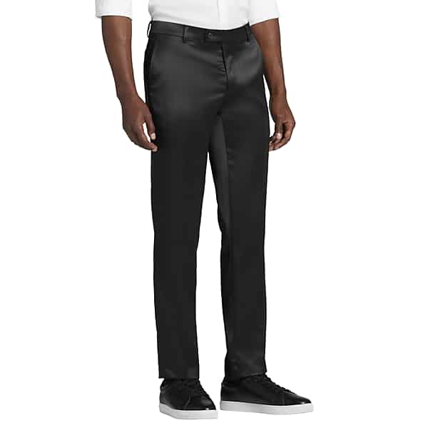 Egara Modern Fit Shiny Men's Suit Pants Black Shiny - Size: 40W x 32L TMW36RB40T10