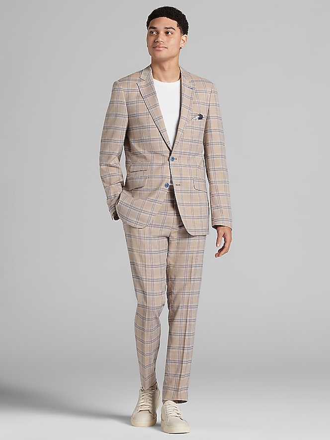 Paisley &Amp; Gray Slim Fit Windowpane Suit Jacket