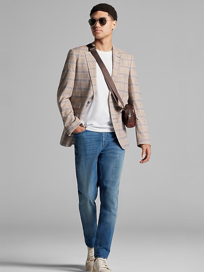 Paisley &Amp; Gray Slim Fit Windowpane Suit Jacket