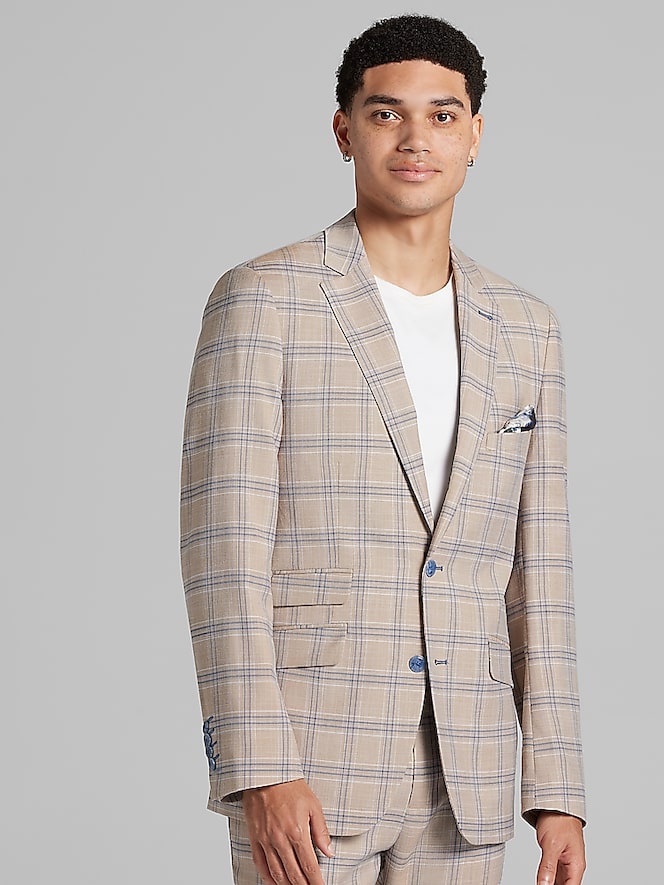Paisley &Amp; Gray Slim Fit Windowpane Suit Jacket