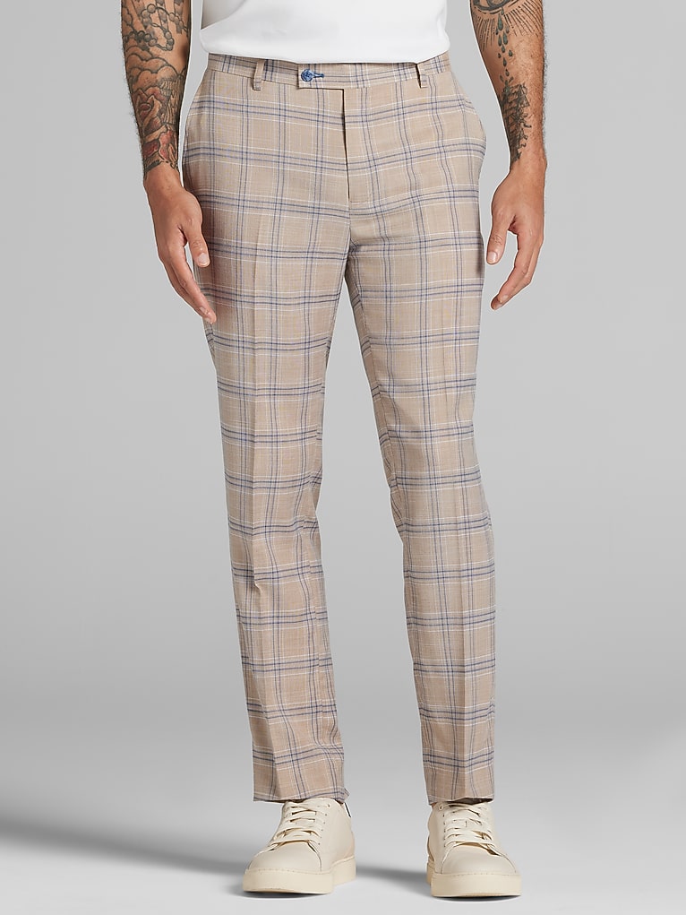 Paisley &Amp; Gray Slim Fit Windowpane Suit Pants
