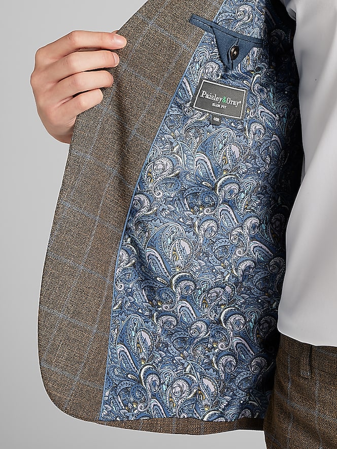 Paisley &Amp; Gray Slim Fit Plaid Suit Jacket