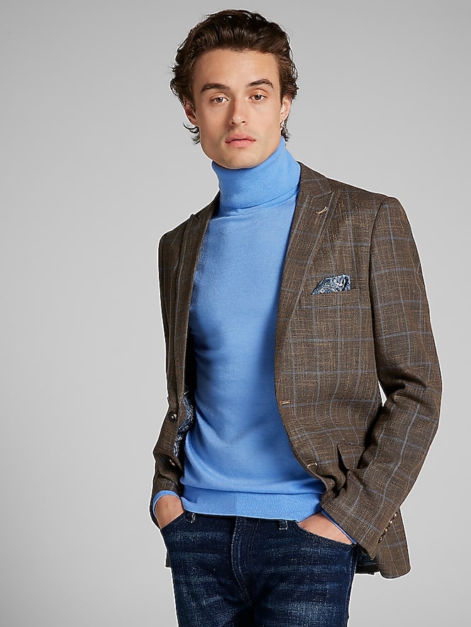 Paisley &Amp; Gray Slim Fit Plaid Suit Jacket