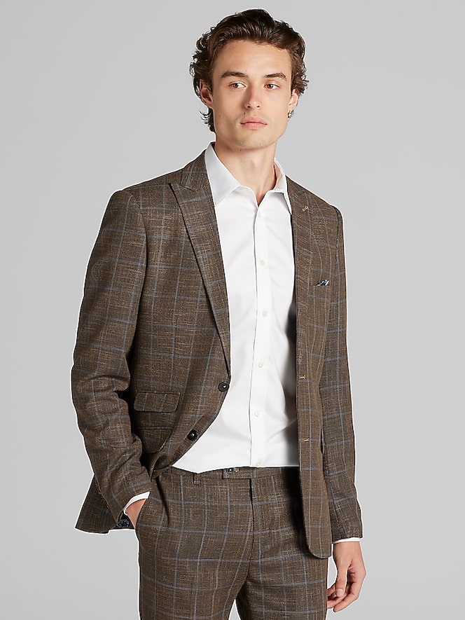 Paisley &Amp; Gray Slim Fit Plaid Suit Jacket