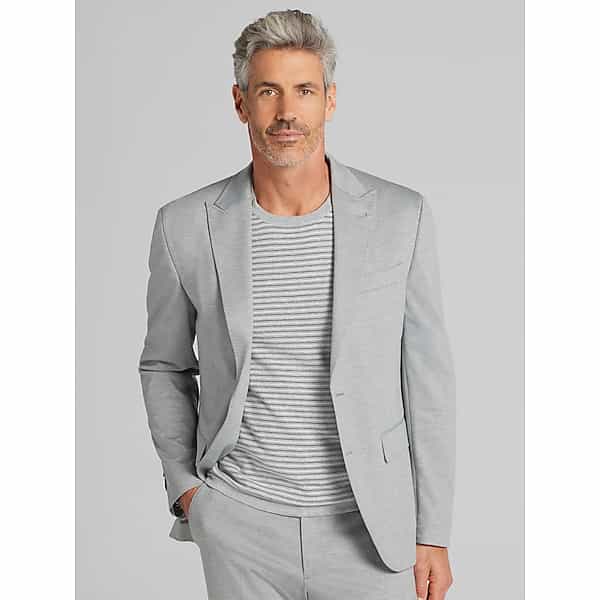 JOE Joseph Abboud Big & Tall Modern Fit Knit Men's Suit Jacket Grey Birdseye - Size: 52 Regular TMW37BR52274