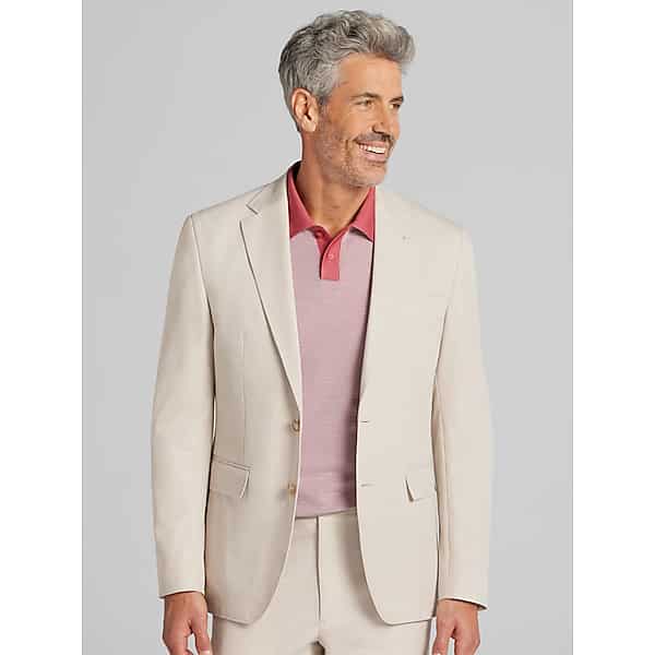 JOE Joseph Abboud Modern Fit Knit Men's Suit Jacket Tan Stripe - Size: 44 Short TMW37BW44177