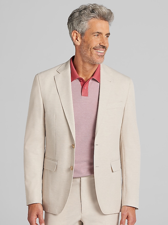 JOE Joseph Abboud Big & Tall Modern Fit Knit Men's Suit Jacket , Tan Stripe