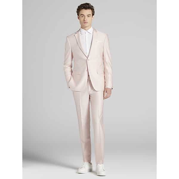 Egara Skinny Fit Shiny Men's Suit Jacket Blush Shiny - Size: 42 Long