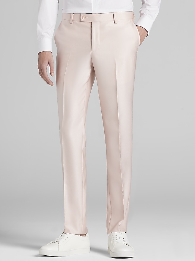 Egara Skinny Fit Shiny Men's Suit Pants , Blush Shiny / Pink