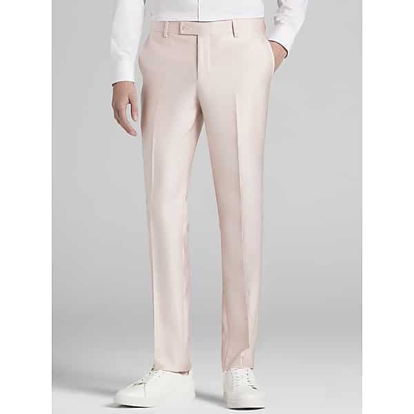 Egara Big & Tall Modern Fit Shiny Men's Suit Pants Blush Shiny - Size: 44W x 34L