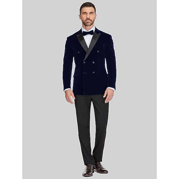 Gino Vitale Men's Slim Fit Double-Breasted Tuxedo Navy - Size: 36 Short