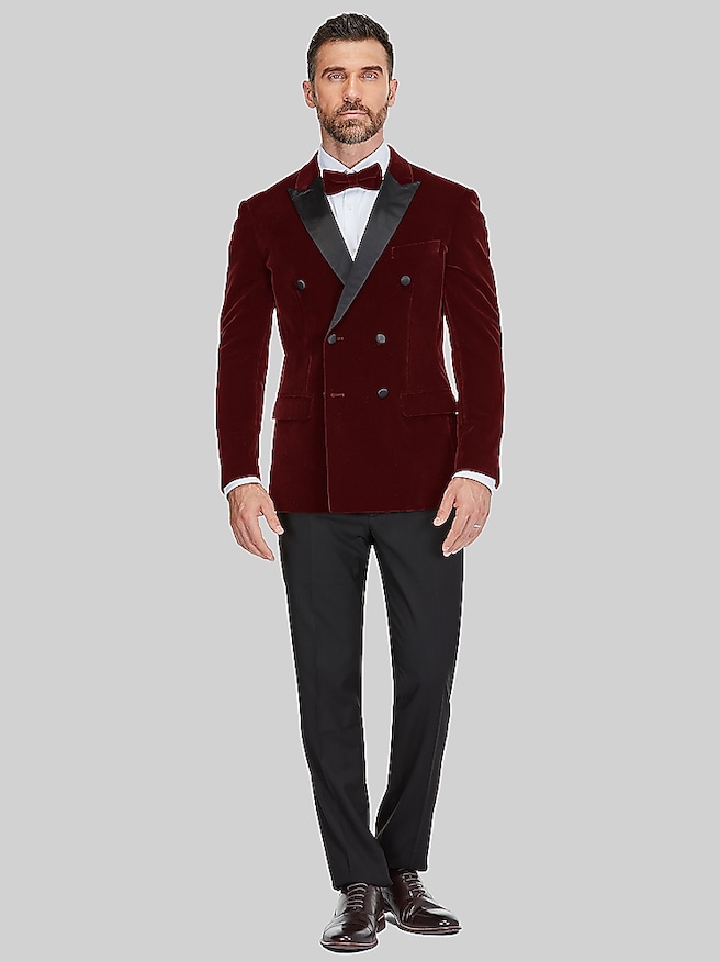Gino Vitale Slim Fit Double-Breasted Tuxedo Burgundy