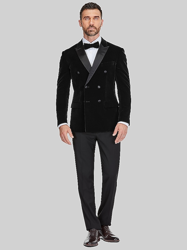 Gino Vitale Slim Fit Double-Breasted Tuxedo Formal Black