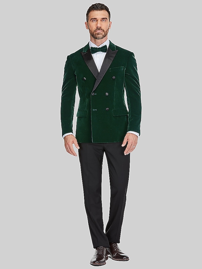 Gino Vitale Slim Fit Double-Breasted Tuxedo Hunter Green
