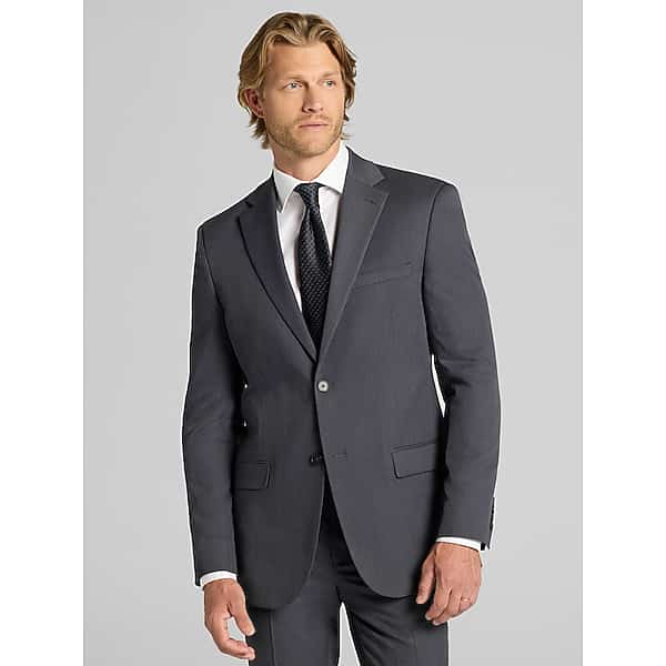 DKNY Men's Modern Fit Suit Charcoal Gray - Size: 46 Long