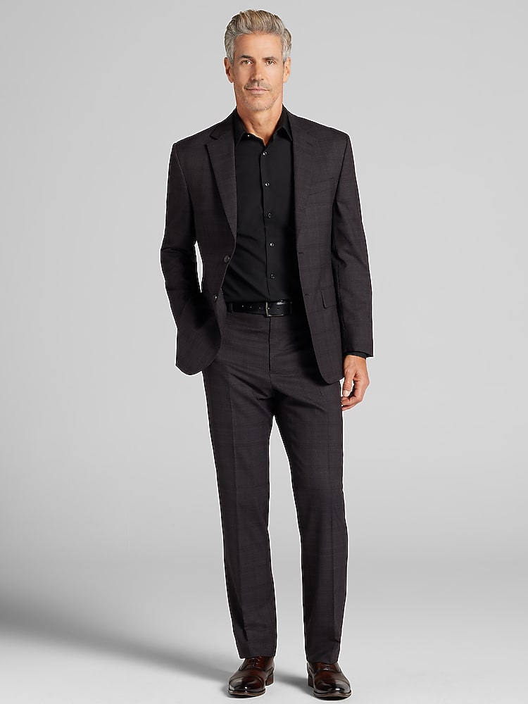 Pronto Uomo Platinum Modern Fit Windowpane Suit, Chocolate