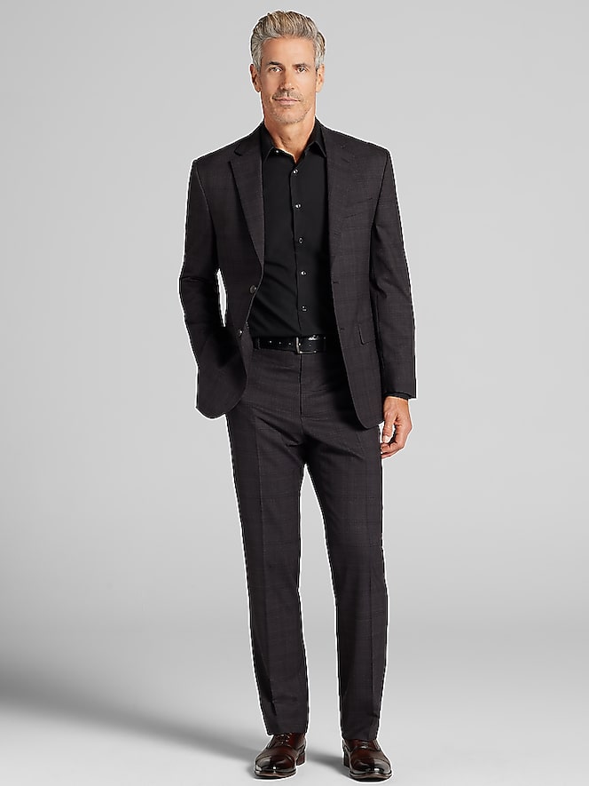 Pronto Uomo Platinum Modern Fit Windowpane Suit
