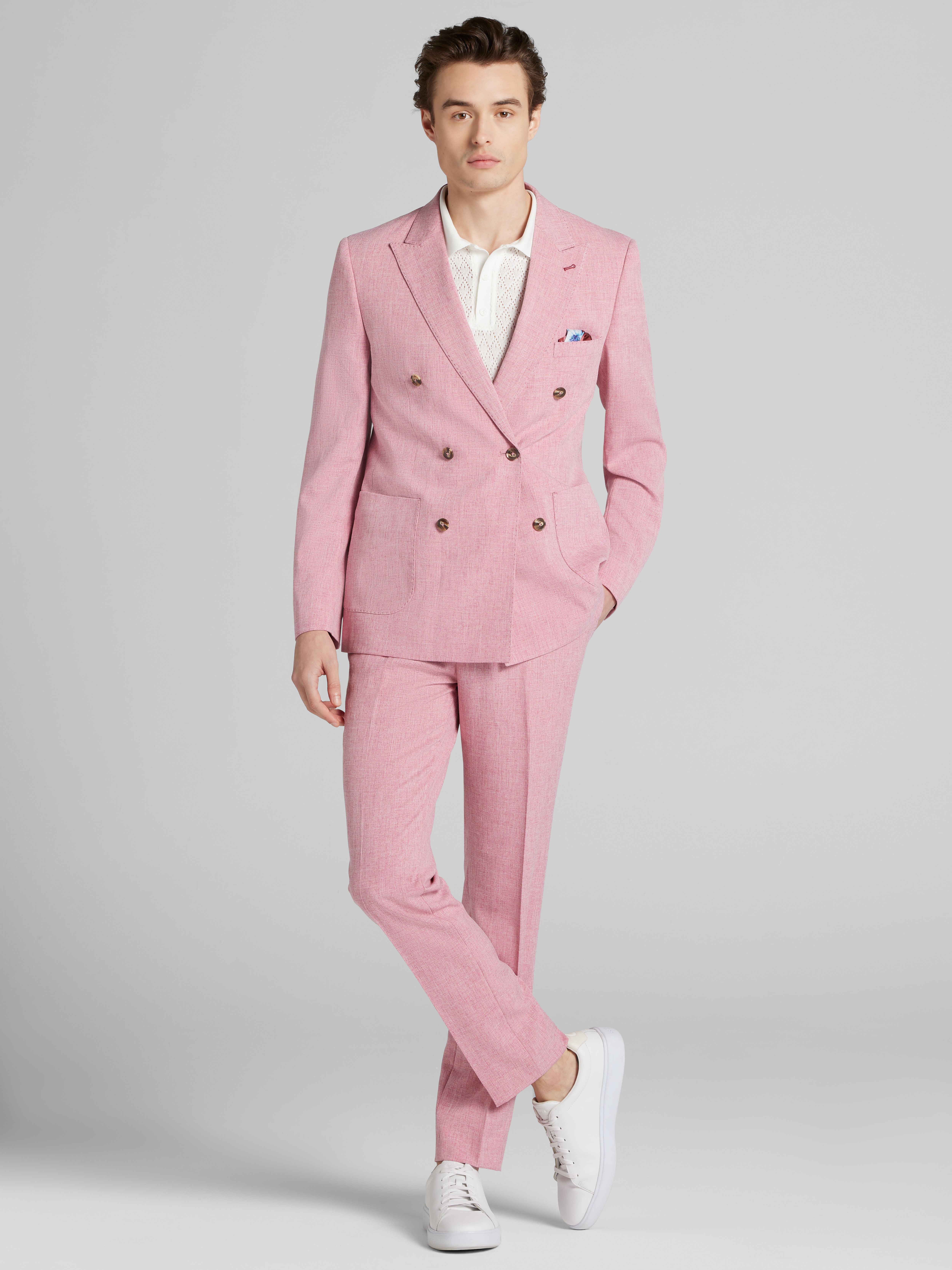 Slim Fit Double-Breasted Suit Jacket