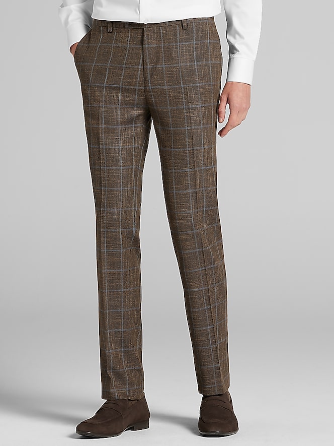 Paisley &Amp; Gray Slim Fit Plaid Suit Pants