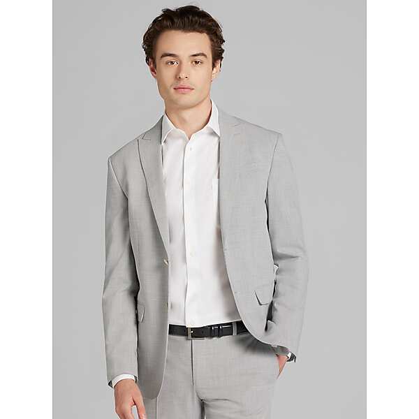 Egara Skinny Fit Men's Suit Jacket Pearl Grey - Size: 38 Long