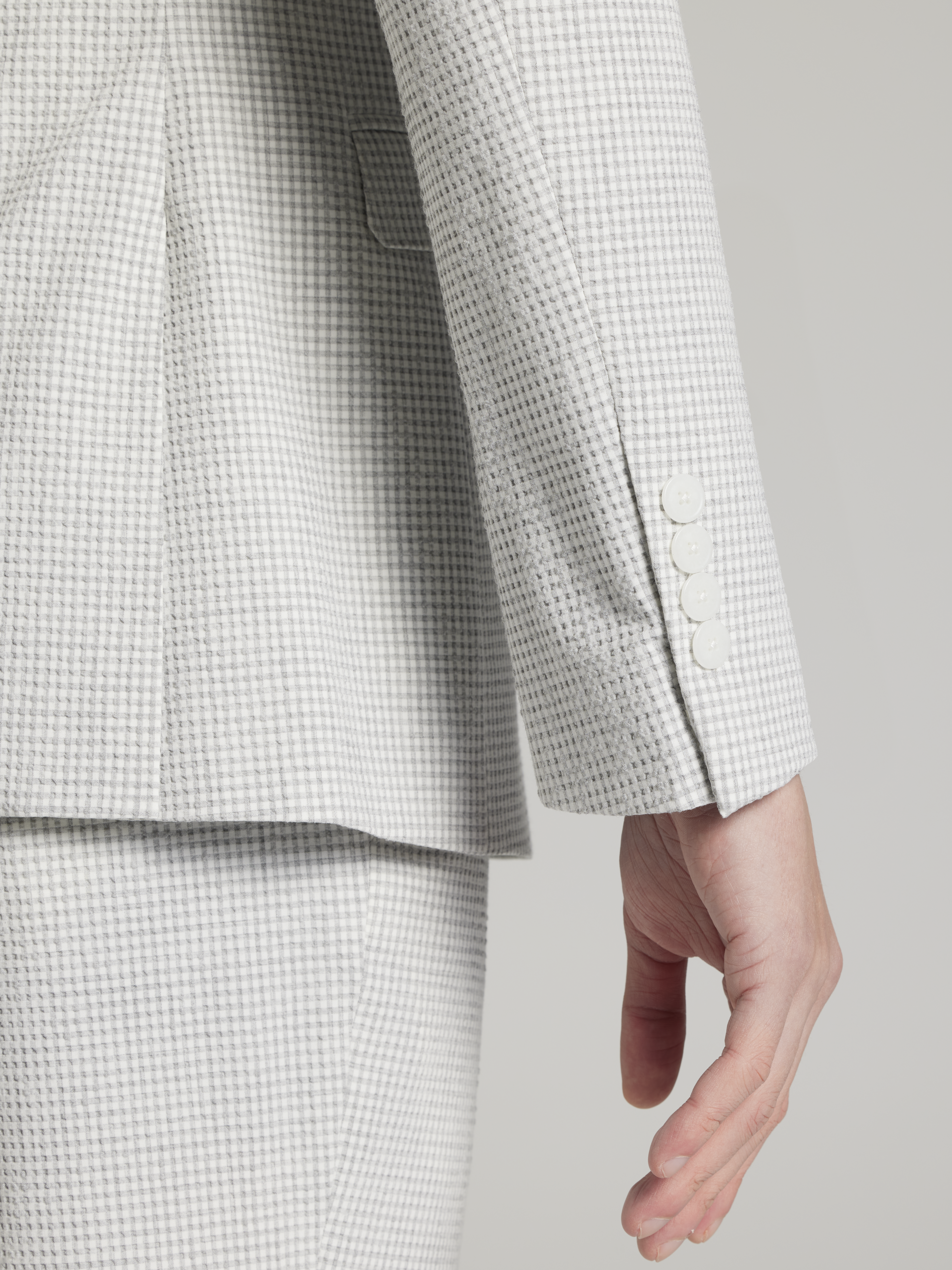 Skinny Fit Gingham Seersucker Suit Jacket