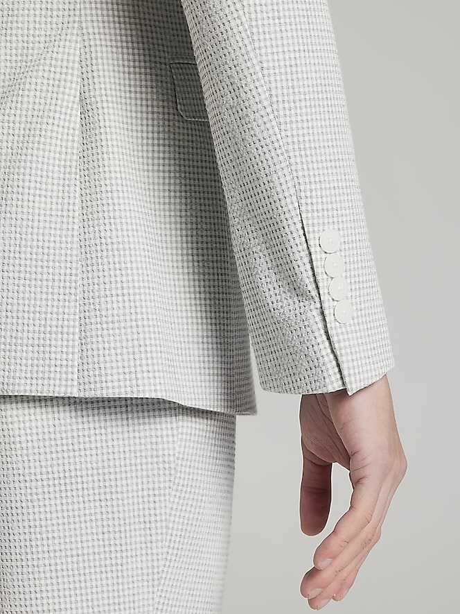 Egara Skinny Fit Gingham Seersucker Suit Jacket