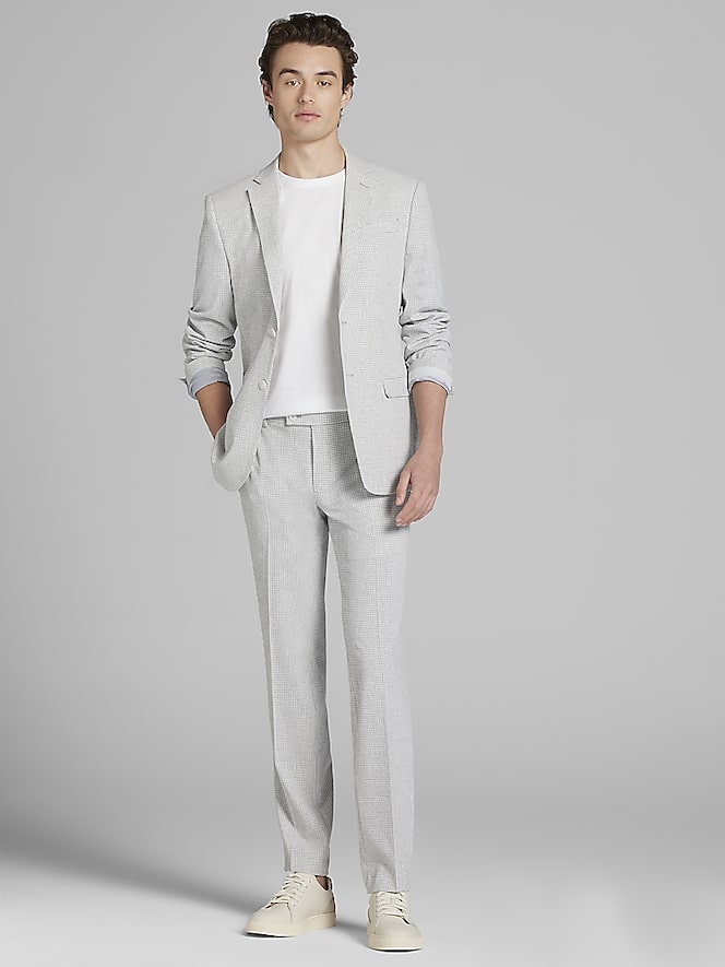 Egara Skinny Fit Gingham Seersucker Suit Jacket