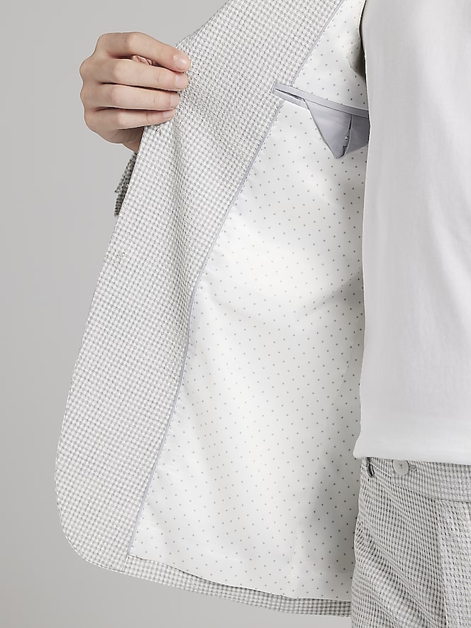 Egara Skinny Fit Gingham Seersucker Suit Jacket