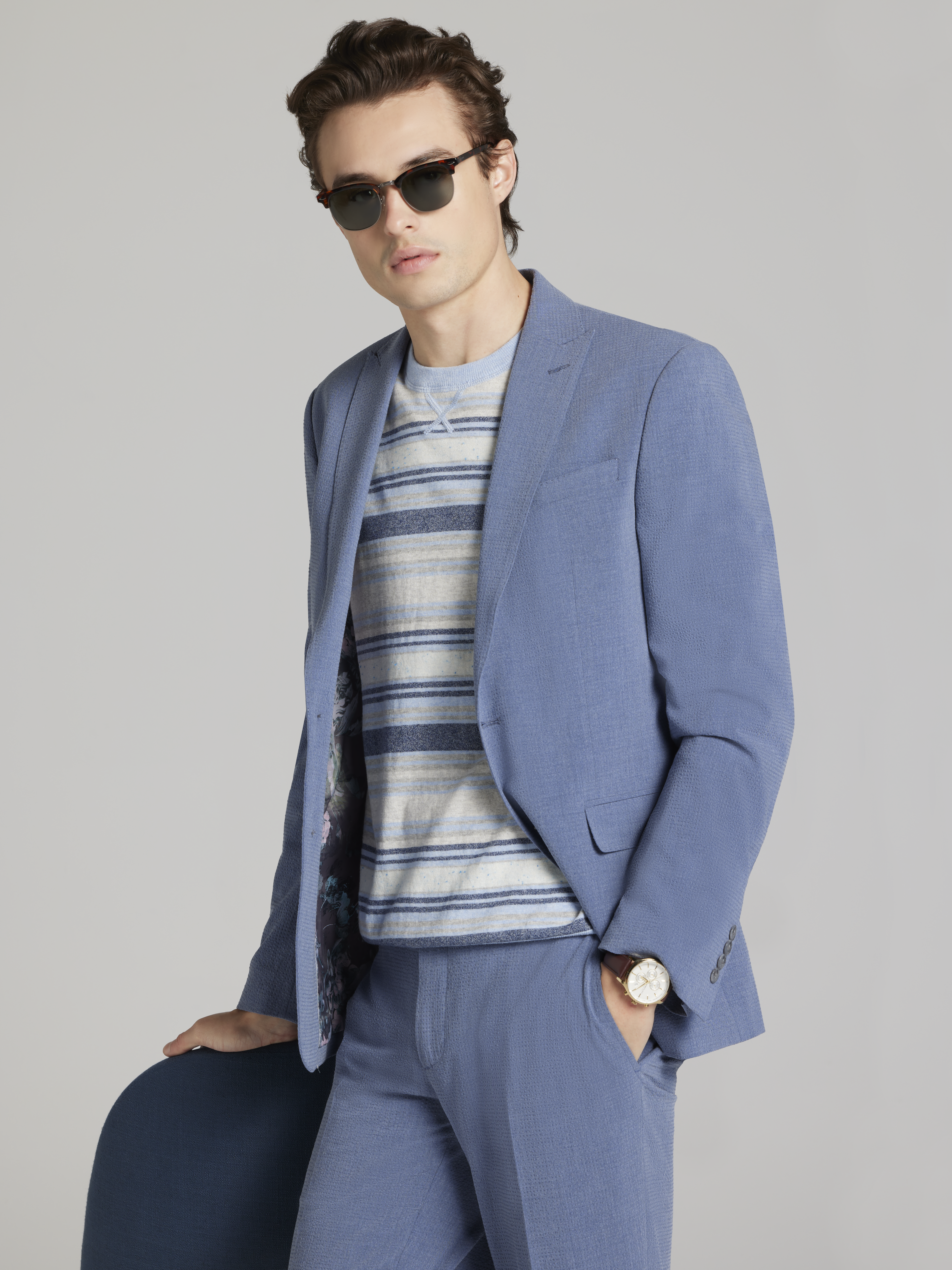 Skinny Fit Seersucker Suit Jacket