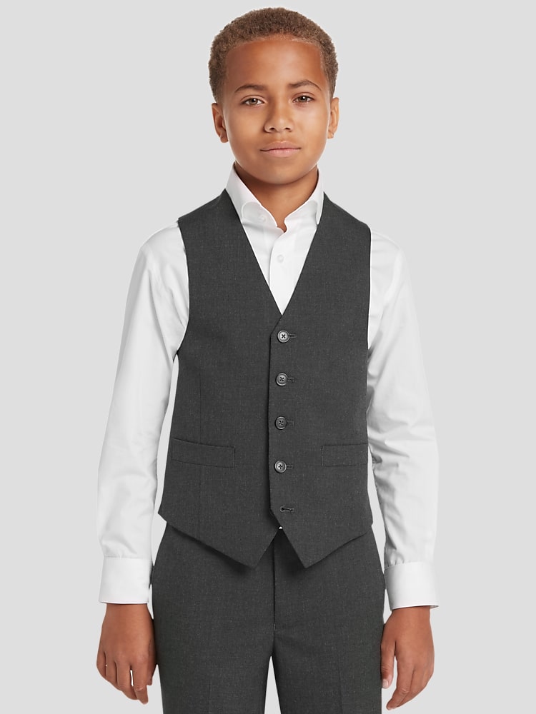 mens grey dress vest Mens 3 Piece Grey Suit with Double Breasted Waistcoat