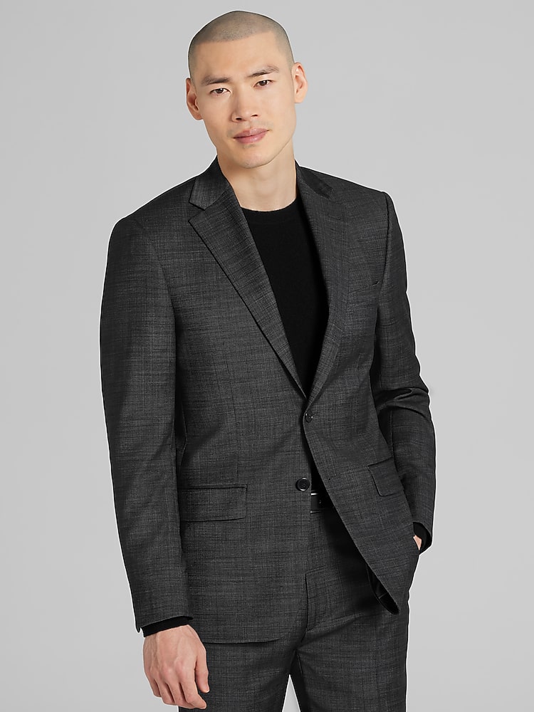 grey dress pants black jacket Allure Men Savoy Black Suit Jacket (Separates) 50L Modern main image 1