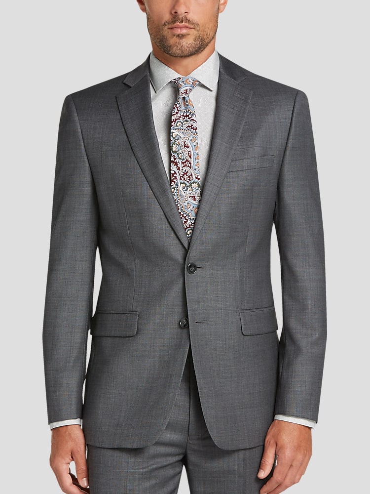 Calvin klein gray sharkskin slim fit suit on sale