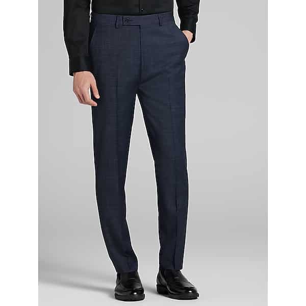 Calvin Klein Slim Fit Wool Blend Men's Suit Pants Dark Blue Neat - Size: 44W x 32L TMW38BC44T71
