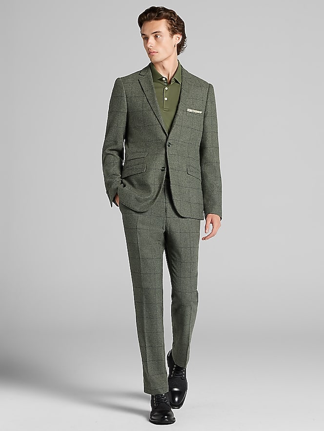 Paisley &Amp; Gray Slim Fit Windowpane Plaid Suit Jacket