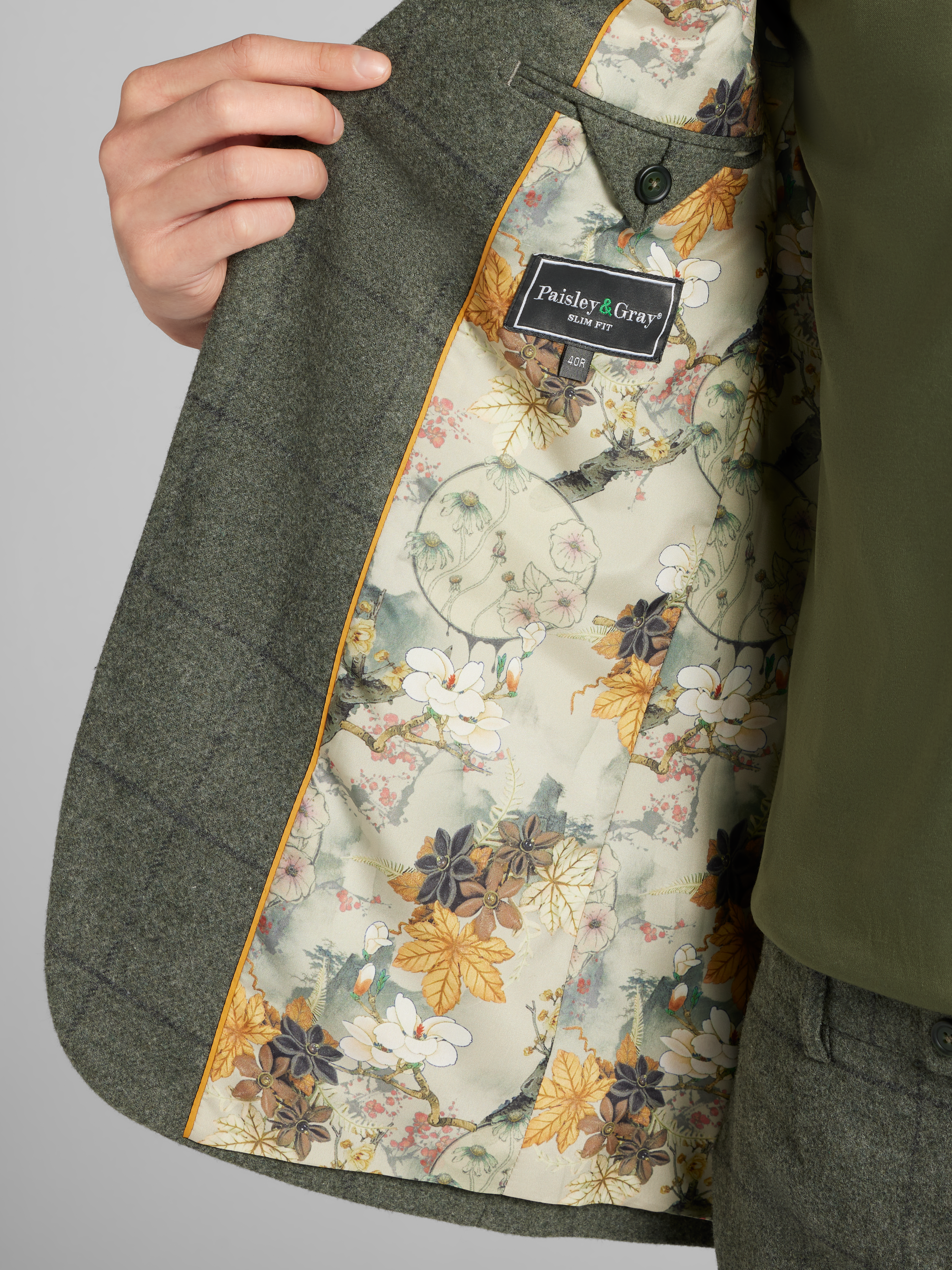 Slim Fit Windowpane Plaid Suit Jacket