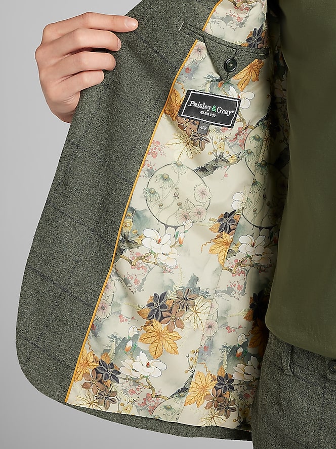 Paisley &Amp; Gray Slim Fit Windowpane Plaid Suit Jacket