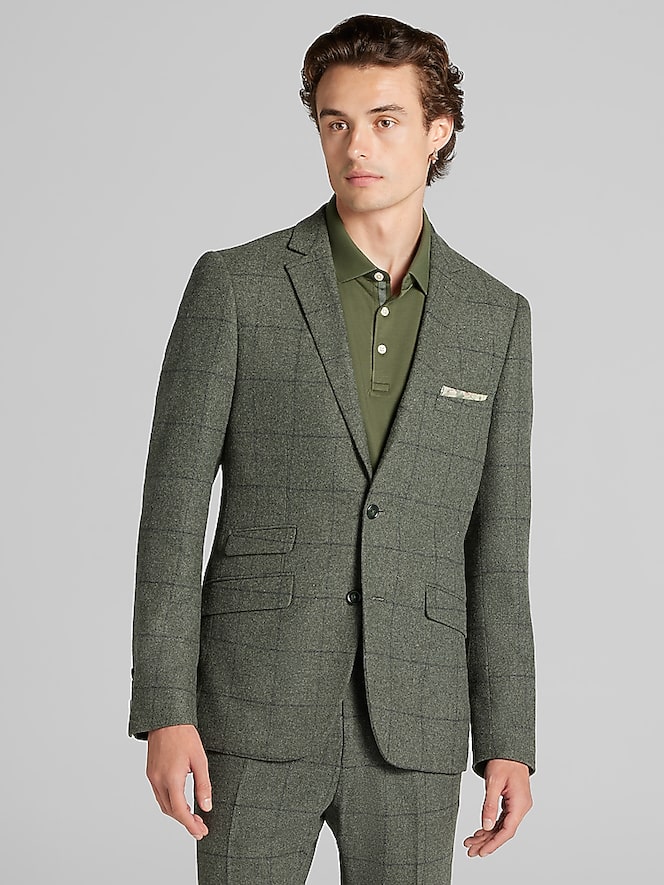 Paisley &Amp; Gray Slim Fit Windowpane Plaid Suit Jacket