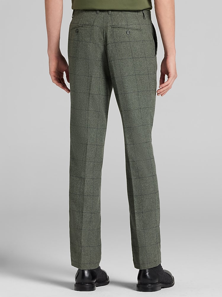 Slim Fit Windowpane Plaid Suit Pants