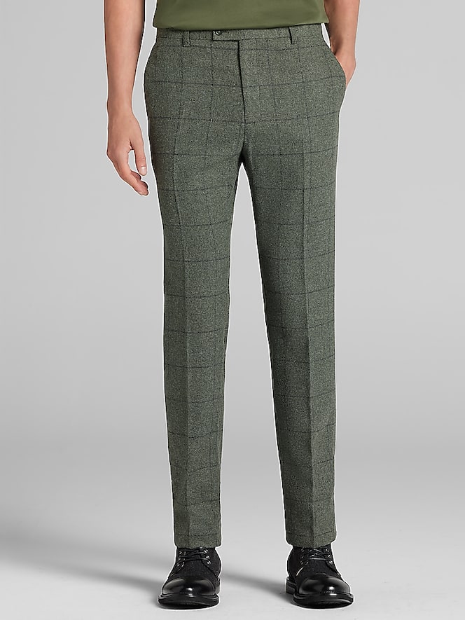 Paisley &Amp; Gray Slim Fit Windowpane Plaid Suit Pants