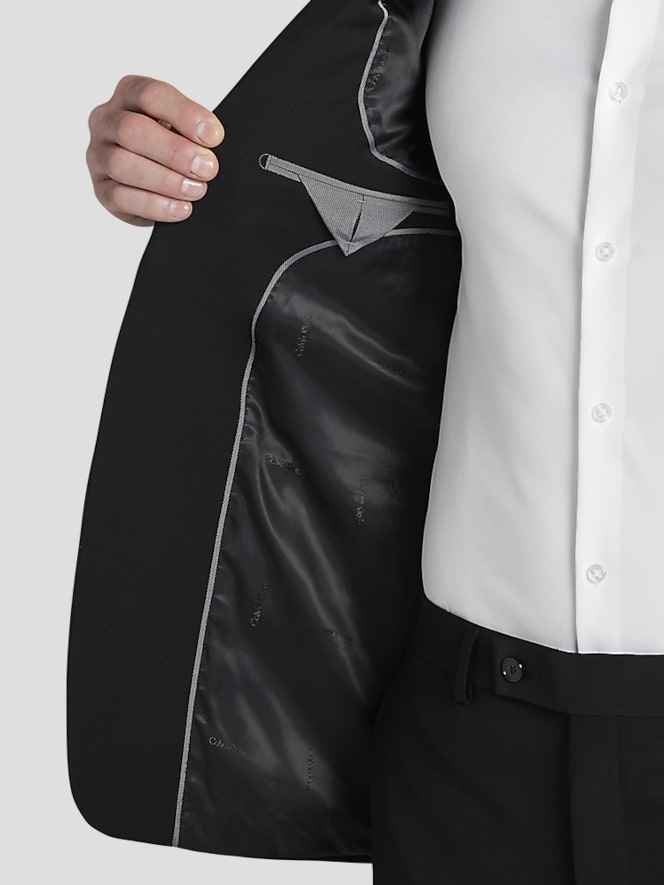 Calvin Klein X-Fit Slim Fit Premium Wool Blend Suit Jacket, Black Solid - Image 4 of 5