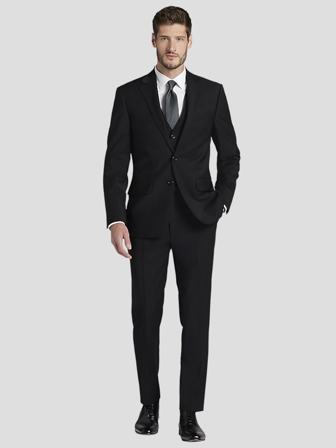 Calvin Klein X-Fit Slim Fit Premium Wool Blend Suit Jacket, Black Solid - Image 5 of 5